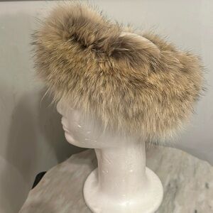 REAL FOX FUR headband in Brown & Tan practically NEW.